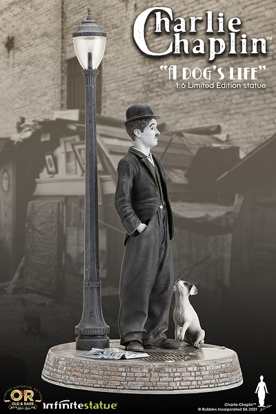 Charlie Chaplin “A Dog’s Life” with Light OLD&RARE 1/6 Statue action figur Neu